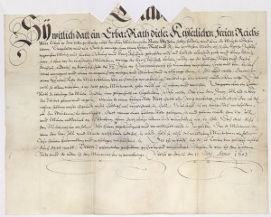 Dienstvertrag von 1603 des Münzmeisters Statius Wessel, Stadtarchiv Lübeck